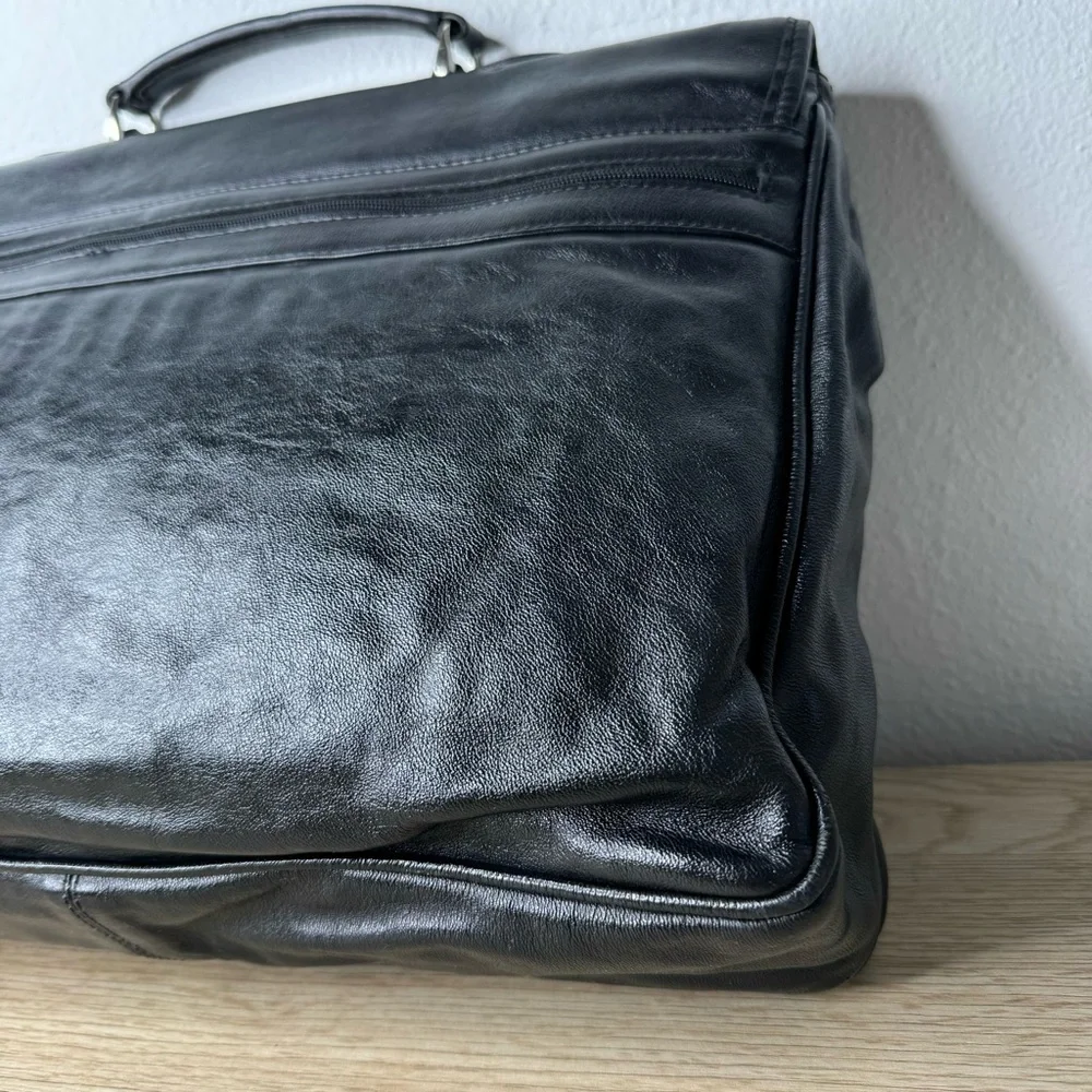 Arezzo Black Leather Briefcase Laptop‎ Bag Damaged Corner See Pics Made in Italy